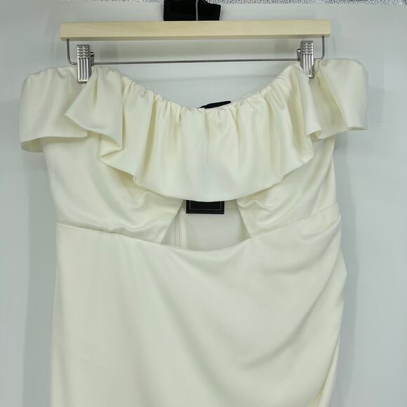 Michael Costello x REVOLVE | NWT Jun Gown in Ivory White Ruffle Cut Out Maxi XL - Picture 7 of 15